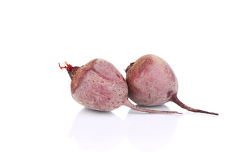 Two ripe beets.