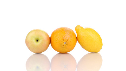 Ripe lemon orange and apple.