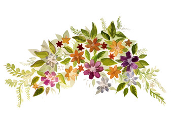 beautiful watercolor painting many flowers