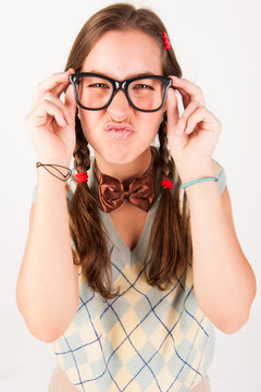 Young nerdy cute girl.