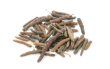 long pepper,Piper retrofractum Vahl on white background