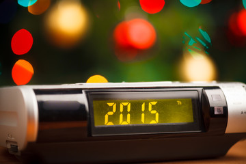Led display of alarm clock with 2015 new year