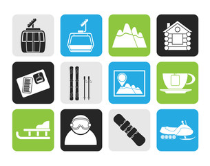 Silhouette Ski Track and sport icons