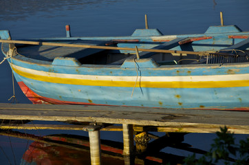 Fototapeta na wymiar Old boats on the Lake - Ganzirri, Sicily - Italy