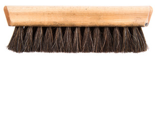 Wooden shoe shine polish brush over white background 