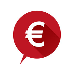 Euro flat icon red. Vector illustration.