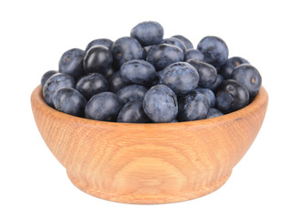 Delicious blueberries in bowl isolated on white