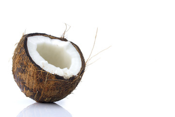 Coconut on a white