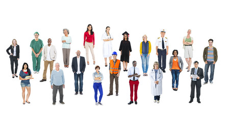 Group of Multiethnic People with Different Jobs