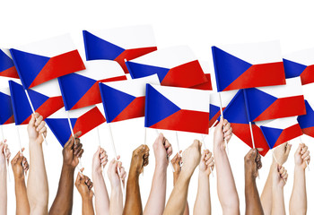 Hands Holding of Czech Flag