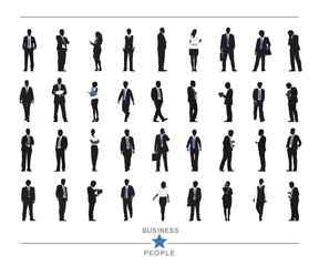 Silhouettes of Business People with Texts