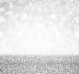 silver and white bokeh lights defocused. abstract background