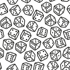 Gambling Dices Seamless Pattern on White Background.