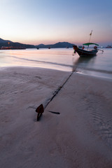 anchor, boat, coastline, sunset