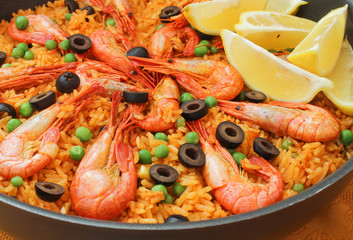 Mediterranean paella with shrimp