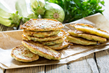 Squash and  zucchini fritters