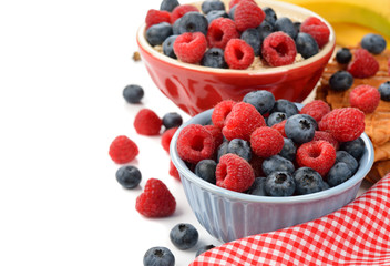 Raspberries and blueberries