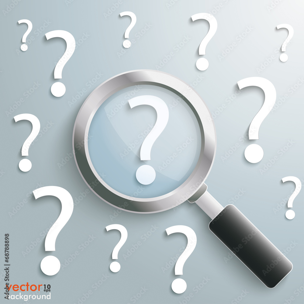 Canvas Prints white question marks loupe