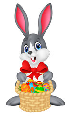 Easter bunny with bucket of eggs