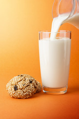 Glass of milk and cookies