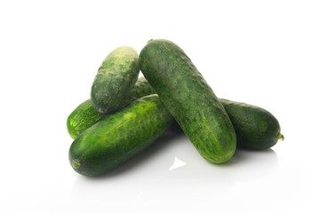 Fresh ripe green cucumbers