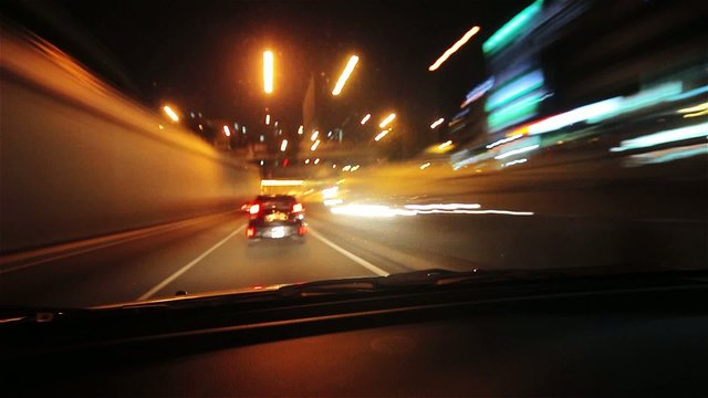 Driving time lapse night in Kuala Lumpur Highway.