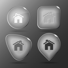 Home. Glass buttons. Vector illustration.
