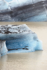 Foot of a glacier ending in water.