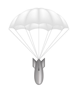 Bomb at white parachute