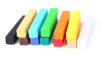 Colorful chalk pastels isolated on white