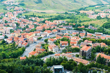 Beautiful Italian landscape. View from heights of San Marino