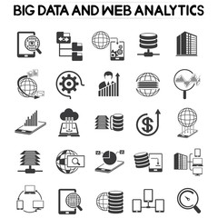 web analytics icons set, big data icons