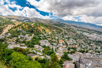 Fototapeta na wymiar View at the old city of Gjirokaster