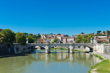 Fototapeta na wymiar Bridge Il Tevere a Ponte Vittorio Emanuele II in Rome, Italy