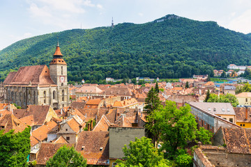 Aerial view of the Old Town, Brasov, Transylvania, Romania