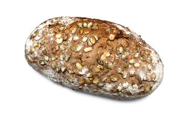 bread with seeds on white top view