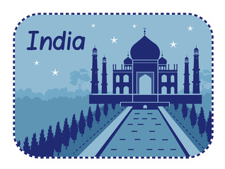 Illustration with Taj Mahal in India