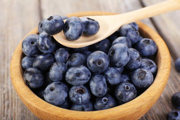 Fresh blueberries on wooden table