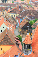 Obraz premium view of Sighisoara from the clock tower, Romania