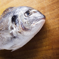 Fish on wooden background