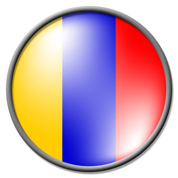 Columbian Badge Shows Waving Flag And Button