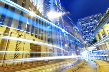 Fototapeta na wymiar hong kong modern city High speed traffic