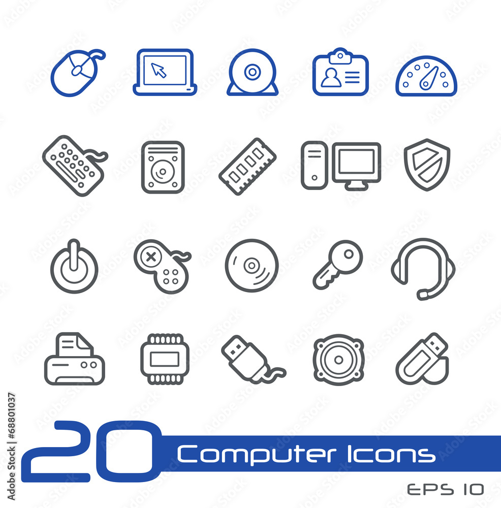 Poster computer store icons // line series