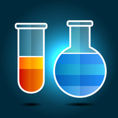 Education Chemistry Themed Infographic with Flasks.  Vector