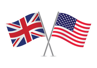 British and American flags. Vector illustration. - obrazy, fototapety, plakaty