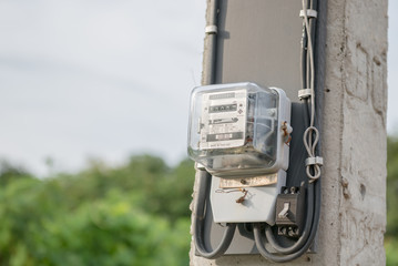 power meter on the concrete  pole