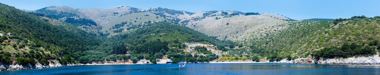 Fototapeta na wymiar Summer Kefalonia coast panorama (Greece)