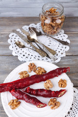 Tasty oriental sweets (churchkhela) and fresh nuts