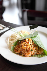 Thai food padthai fried noodle with shrimp