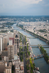Fototapeta premium View from the Eiffel Tower to Paris and the river Seine